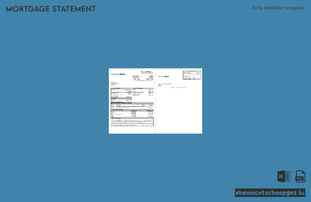 Portugal Activobank Hypothekenabrechnung in Word- und PDF-Formaten – Beispielvorschau